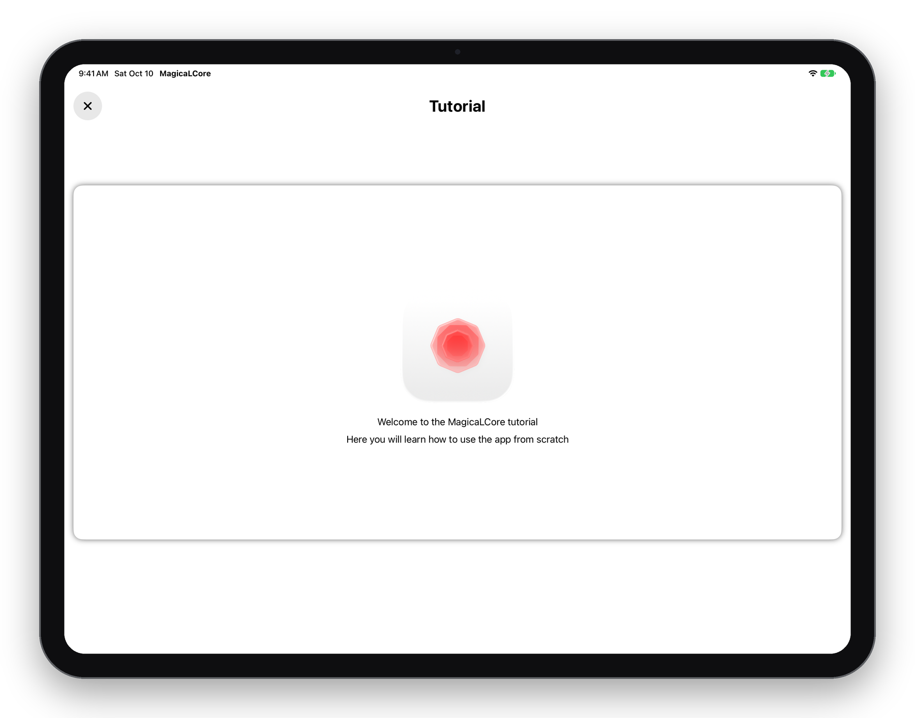 MagicaLCore tutorial screen